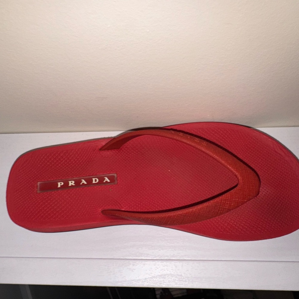 PRADA Red Rubber Flip Flops Sandals US 9